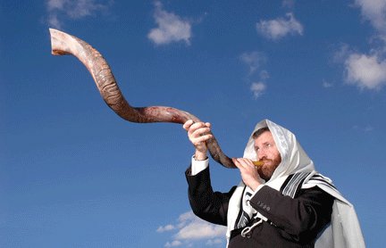 Blowing the shofar on Rosh Hashanah