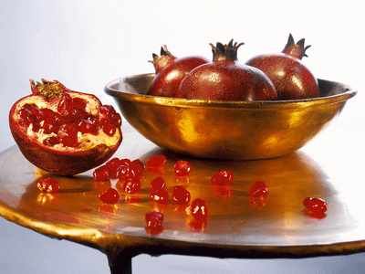 Pomegranates - another traditional Rosh Hashanah fruit. It is said that each seed represents one of the 613 mitzvot that Jews are expected to fulfill.